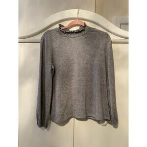 Talbots Silver Sparkle Women's Sweater with Black Velvet Bow detail Medium